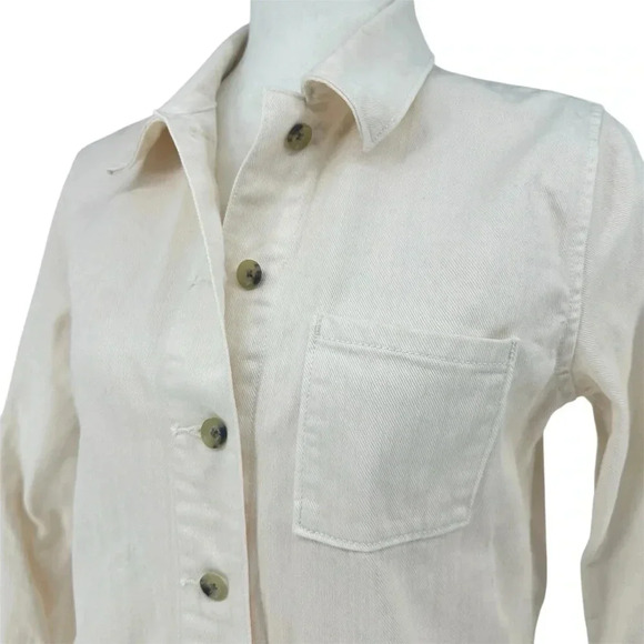 Aritzia Wilfred Free White Abigail chore coat Shacket Denim Jacket Size XS - Picture 8 of 13
